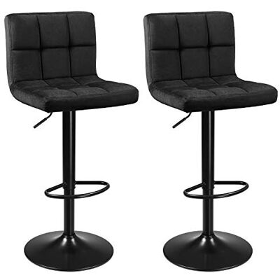 SONGMICS Barhocker, 2er Set, Barstühle, mit Samtbezug, höhenverstellbar, Drehstühle, Küchenstühle mit Rückenlehne und Fußstütze, Metall, schwarz LJB014B01 SONGMICS Barhocker, 2er Set, Barstühle, mit Samtbezug, höhenverstellbar, Drehstühle, Küchenstühle mit Rückenlehne und Fußstütze, Metall, schwarz LJB014B01