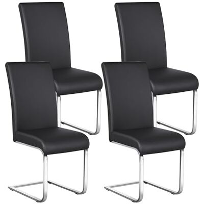 Yaheetech Esszimmerstühle 4er Set modern ergonomischer Freischwinger Stuhl mit hoher Rückenlehne Kunstleder Küchenstuhl Besucherstuhl für Küche, Esstisch, 135 kg belastbar Schwarz Yaheetech Esszimmerstühle 4er Set modern ergonomischer Freischwinger Stuhl mit hoher Rückenlehne Kunstleder Küchenstuhl Besucherstuhl für Küche, Esstisch, 135 kg belastbar Schwarz