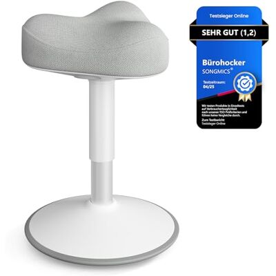 SONGMICS Stehhocker, um 360° neigbar, höhenverstellbar 48-65.5 cm Schreibtischstuhl, modern, großer Sockel, Anti-Rutsch, taubengrau, ACTIVO Kollektion OSC018GD01 SONGMICS Stehhocker, um 360° neigbar, höhenverstellbar 48-65.5 cm Schreibtischstuhl, modern, großer Sockel, Anti-Rutsch, taubengrau, ACTIVO Kollektion OSC018GD01