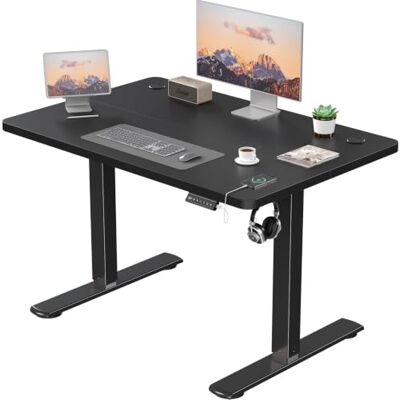 JUMMICO Höhenverstellbarer Elektrischer Schreibtisch 100 x 60 cm mit USB Ladeanschluss, Schreibtisch Höhenverstellbar, Ergonomischer Steh-Sitz Tisch Schwarz JUMMICO Höhenverstellbarer Elektrischer Schreibtisch 100 x 60 cm mit USB Ladeanschluss, Schreibtisch Höhenverstellbar, Ergonomischer Steh-Sitz Tisch Schwarz