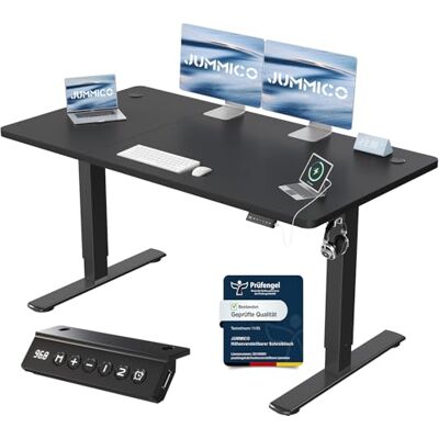 JUMMICO Höhenverstellbarer Schreibtisch mit USB-Ladeanschluss,Schreibtisch Höhenverstellbar Elektrisch 140 x 60 cm, Steh-Sitz Tisch Stehpult Verstellbarer Computertisch,Standing Desk,Schwarz JUMMICO Höhenverstellbarer Schreibtisch mit USB-Ladeanschluss,Schreibtisch Höhenverstellbar Elektrisch 140 x 60 cm, Steh-Sitz Tisch Stehpult Verstellbarer Computertisch,Standing Desk,Schwarz