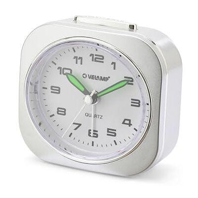 Velamp Nachttischwecker, geräuschloser analoger Quarzwecker mit Licht, ohne Ticken, Schlichter Tischwecker mit Schlummerfunktion, geeignet für Schlafzimmer, Schreibtische, Reisen... Velamp Nachttischwecker, geräuschloser analoger Quarzwecker mit Licht, ohne Ticken, Schlichter Tischwecker mit Schlummerfunktion, geeignet für Schlafzimmer, Schreibtische, Reisen...