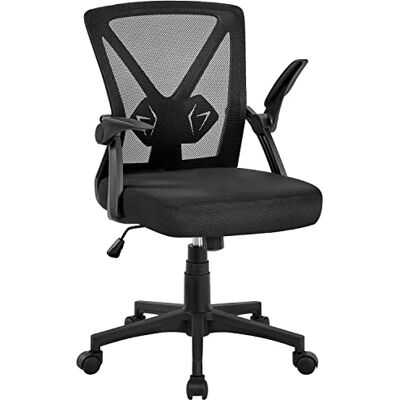 Yaheetech Bürostuhl Schreibtischstuhl mit hochklappbare Armlehnen, Drehstuhl aus Mesh, Office Chair Ergonomic, erstellbaren Lendenwirbelstütze, Wippfunktion, höhenverstellbar Schwarz Yaheetech Bürostuhl Schreibtischstuhl mit hochklappbare Armlehnen, Drehstuhl aus Mesh, Office Chair Ergonomic, erstellbaren Lendenwirbelstütze, Wippfunktion, höhenverstellbar Schwarz