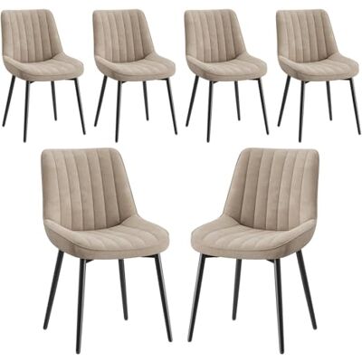 COLAMY Esszimmerstühle 6er Set aus technischem Stoff – Gepolsterte Stühle für Esszimmer & Küche mit Metallbeinen, Dickem Sitzpolster & Rutschfesten Füßen, Khaki COLAMY Esszimmerstühle 6er Set aus technischem Stoff – Gepolsterte Stühle für Esszimmer & Küche mit Metallbeinen, Dickem Sitzpolster & Rutschfesten Füßen, Khaki