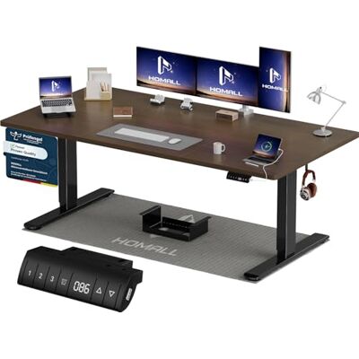 Homall Höhenverstellbarer Schreibtisch 180x80cm mit USB-A Ladeanschluss, Elektrischer Schreibtisch mit Kabel Management Tray, Standing Desk mit 3 Memory Funktion, Computertisch Nussbaum Homall Höhenverstellbarer Schreibtisch 180x80cm mit USB-A Ladeanschluss, Elektrischer Schreibtisch mit Kabel Management Tray, Standing Desk mit 3 Memory Funktion, Computertisch Nussbaum