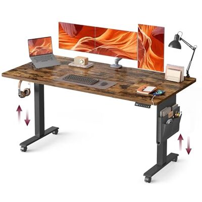 VASAGLE Höhenverstellbarer Schreibtisch elektrisch, 70 x 160 x (72-120) cm, stufenlos verstellbar, Memory-Funktion mit 4 Höhen, vintagebraun LSD176X01 VASAGLE Höhenverstellbarer Schreibtisch elektrisch, 70 x 160 x (72-120) cm, stufenlos verstellbar, Memory-Funktion mit 4 Höhen, vintagebraun LSD176X01