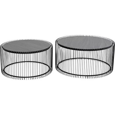 Kare Design Couchtisch Wire Wood 2er Set, Schwarz, 63/53cm Durchmesser,Wohnzimmertisch, Stahlgestell, Tischplatte aus Holz, Wohnzimmer, Rund, 34x70x70 cm (H/B/T) Kare Design Couchtisch Wire Wood 2er Set, Schwarz, 63/53cm Durchmesser,Wohnzimmertisch, Stahlgestell, Tischplatte aus Holz, Wohnzimmer, Rund, 34x70x70 cm (H/B/T)
