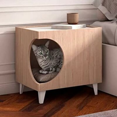 Skraut Home Ellie Haustiertisch, Seiteneingang, 1 Tür, Beistelltisch, Haus für Katzen und Hunde, Sandkasten, Nachttisch, für Wohnzimmer und Badezimmer, 46,8 x 37 x 40 cm (Braun) Skraut Home Ellie Haustiertisch, Seiteneingang, 1 Tür, Beistelltisch, Haus für Katzen und Hunde, Sandkasten, Nachttisch, für Wohnzimmer und Badezimmer, 46,8 x 37 x 40 cm (Braun)