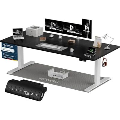 Homall Höhenverstellbarer Schreibtisch 200x80cm mit USB-A Ladeanschluss, Elektrischer Schreibtisch mit Kabel Management Tray, Standing Desk mit 3 Memory Funktion, Computertisch Weiß+Schwarz Homall Höhenverstellbarer Schreibtisch 200x80cm mit USB-A Ladeanschluss, Elektrischer Schreibtisch mit Kabel Management Tray, Standing Desk mit 3 Memory Funktion, Computertisch Weiß+Schwarz