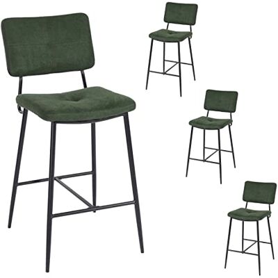 MEUBLE COSY Barhocker 4er Set Barstuhl Sitzhöhe 69 cm mit Lehne und Fußstütze aus Stoff Tresenhocker Bistrohocker für Bar Bistro Café Küche, Industriell, Grün MEUBLE COSY Barhocker 4er Set Barstuhl Sitzhöhe 69 cm mit Lehne und Fußstütze aus Stoff Tresenhocker Bistrohocker für Bar Bistro Café Küche, Industriell, Grün