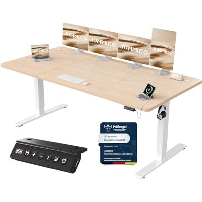 JUMMICO Höhenverstellbarer Schreibtisch mit USB-Ladeanschluss,Schreibtisch Höhenverstellbar Elektrisch 200 x 80 cm, Steh-Sitz Tisch Stehpult Verstellbarer Computertisch,Standing Desk,Beige JUMMICO Höhenverstellbarer Schreibtisch mit USB-Ladeanschluss,Schreibtisch Höhenverstellbar Elektrisch 200 x 80 cm, Steh-Sitz Tisch Stehpult Verstellbarer Computertisch,Standing Desk,Beige