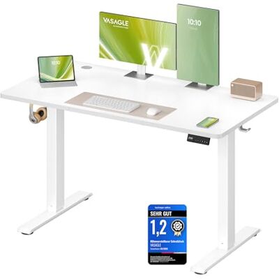 VASAGLE Höhenverstellbarer Schreibtisch, Stehtisch, Computertisch, Erinnerung bei langem Sitzen, Memory-Funktion mit 4 Höhen, für Büro, 120 x 60 cm, wolkenweiß LSD312WZ03 VASAGLE Höhenverstellbarer Schreibtisch, Stehtisch, Computertisch, Erinnerung bei langem Sitzen, Memory-Funktion mit 4 Höhen, für Büro, 120 x 60 cm, wolkenweiß LSD312WZ03