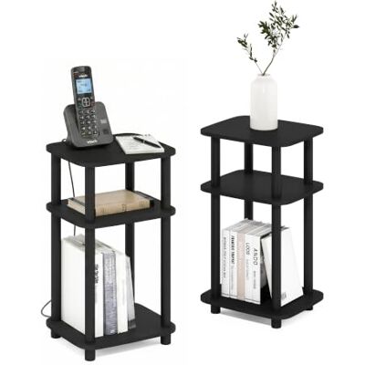 Furinno JUST Beistelltisch-Set, 2er-Set, 3-stöckiger Turn-N-Tube-Beistelltisch mit offenem Regal, Abgerundeter Eck-Nachttisch, einfache Montage, für Wohnzimmer, Schlafzimmer, Americano Furinno JUST Beistelltisch-Set, 2er-Set, 3-stöckiger Turn-N-Tube-Beistelltisch mit offenem Regal, Abgerundeter Eck-Nachttisch, einfache Montage, für Wohnzimmer, Schlafzimmer, Americano