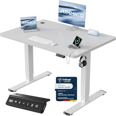 JUMMICO Höhenverstellbarer Schreibtisch mit USB-Ladeanschluss,Schreibtisch Höhenverstellbar Elektrisch 100 x 60 cm, Steh-Sitz Tisch Stehpult Verstellbarer Computertisch,Standing Desk,Grau JUMMICO Höhenverstellbarer Schreibtisch mit USB-Ladeanschluss,Schreibtisch Höhenverstellbar Elektrisch 100 x 60 cm, Steh-Sitz Tisch Stehpult Verstellbarer Computertisch,Standing Desk,Grau