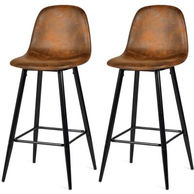 MEUBLE COSY Barhocker 2er Set Barstuhl Vintage mit Lehne und Fußstütze Sitzhöhe 72 cm aus Wildleder Metallbeine für Bar Bistro Café Küche, Kunstleder, Industrie-Design, Braun MEUBLE COSY Barhocker 2er Set Barstuhl Vintage mit Lehne und Fußstütze Sitzhöhe 72 cm aus Wildleder Metallbeine für Bar Bistro Café Küche, Kunstleder, Industrie-Design, Braun