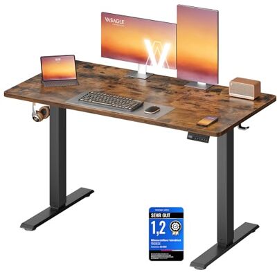VASAGLE Höhenverstellbarer Schreibtisch, Stehtisch, Computertisch, Erinnerung bei langem Sitzen, Memory-Funktion mit 4 Höhen, für Büro, 120 x 60 cm, vintagebraun LSD312KD03 VASAGLE Höhenverstellbarer Schreibtisch, Stehtisch, Computertisch, Erinnerung bei langem Sitzen, Memory-Funktion mit 4 Höhen, für Büro, 120 x 60 cm, vintagebraun LSD312KD03