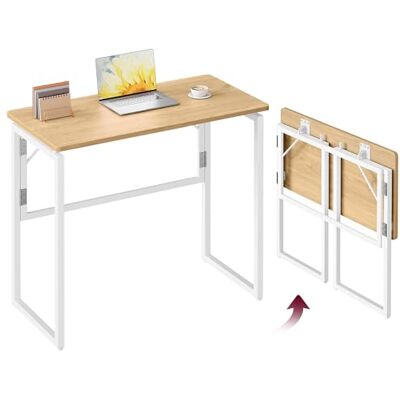 VASAGLE Klapptisch, Kleiner Schreibtisch klappbar, Computertisch, Tischplatte aus einem Stück, abgerundete Ecken, Tisch für Homeoffice, Schlafzimmer, 80 x 40 cm, natureichenfarben LWD151YD01 VASAGLE Klapptisch, Kleiner Schreibtisch klappbar, Computertisch, Tischplatte aus einem Stück, abgerundete Ecken, Tisch für Homeoffice, Schlafzimmer, 80 x 40 cm, natureichenfarben LWD151YD01