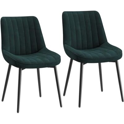 COLAMY Samt Esszimmerstühle 2er Set – Gepolsterte Stühle für Esszimmer & Küche mit Metallbeinen, Dickem Sitzpolster & Rutschfesten Füßen, grün COLAMY Samt Esszimmerstühle 2er Set – Gepolsterte Stühle für Esszimmer & Küche mit Metallbeinen, Dickem Sitzpolster & Rutschfesten Füßen, grün