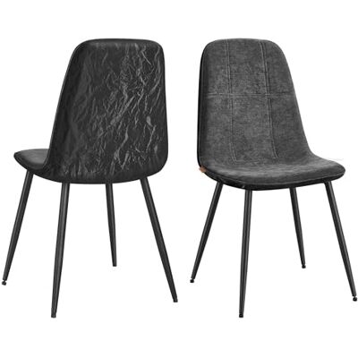 VASAGLE Esszimmerstuhl 2er Set, Küchenstuhl, Polsterstuhl, Metallbeine, verstellbare Füße, pflegeleicht, Chenille-Gewebe, PU mit von Gletschern inspiriertem Muster, schiefergrau KDC187G01 VASAGLE Esszimmerstuhl 2er Set, Küchenstuhl, Polsterstuhl, Metallbeine, verstellbare Füße, pflegeleicht, Chenille-Gewebe, PU mit von Gletschern inspiriertem Muster, schiefergrau KDC187G01
