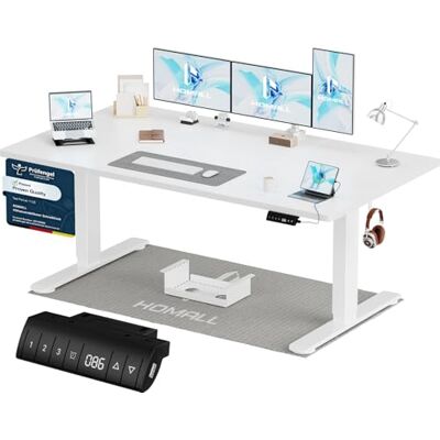 Homall Höhenverstellbarer Schreibtisch 160x80cm mit USB-A Ladeanschluss, Elektrischer Schreibtisch mit Kabel Management Tray, Standing Desk mit 3 Memory Funktion, Computertisch Weiß Homall Höhenverstellbarer Schreibtisch 160x80cm mit USB-A Ladeanschluss, Elektrischer Schreibtisch mit Kabel Management Tray, Standing Desk mit 3 Memory Funktion, Computertisch Weiß