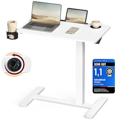 VASAGLE Beistelltisch mit Rollen, mobiler Stehtisch, 70 x 40 cm große Tischplatte, verstellbare Höhe, 2 Getränkehalter, Schlitz für Handy oder Tablet, wolkenweiß LSD600W01 VASAGLE Beistelltisch mit Rollen, mobiler Stehtisch, 70 x 40 cm große Tischplatte, verstellbare Höhe, 2 Getränkehalter, Schlitz für Handy oder Tablet, wolkenweiß LSD600W01