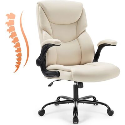 Sweetcrispy Chefsessel PU Leder Bürostuhl Ergonomisch, Schreibtischstuhl mit Hochklappbaren Armlehnen, Ergonomischer Computerstuhl mit Hoher Rückenlehne, Gaming PC Drehstuhl für Arbeit Ruhe, Weiß Sweetcrispy Chefsessel PU Leder Bürostuhl Ergonomisch, Schreibtischstuhl mit Hochklappbaren Armlehnen, Ergonomischer Computerstuhl mit Hoher Rückenlehne, Gaming PC Drehstuhl für Arbeit Ruhe, Weiß