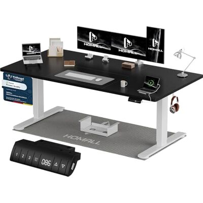 Homall Höhenverstellbarer Schreibtisch 180x80cm mit USB-A Ladeanschluss, Elektrischer Schreibtisch mit Kabel Management Tray, Standing Desk mit 3 Memory Funktion, Computertisch Weiß+Schwarz Homall Höhenverstellbarer Schreibtisch 180x80cm mit USB-A Ladeanschluss, Elektrischer Schreibtisch mit Kabel Management Tray, Standing Desk mit 3 Memory Funktion, Computertisch Weiß+Schwarz