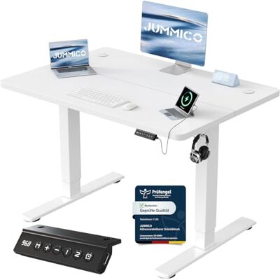 JUMMICO Höhenverstellbarer Schreibtisch mit USB-Ladeanschluss,Schreibtisch Höhenverstellbar Elektrisch 100 x 60 cm, Steh-Sitz Tisch Stehpult Verstellbarer Computertisch,Standing Desk,Weiß JUMMICO Höhenverstellbarer Schreibtisch mit USB-Ladeanschluss,Schreibtisch Höhenverstellbar Elektrisch 100 x 60 cm, Steh-Sitz Tisch Stehpult Verstellbarer Computertisch,Standing Desk,Weiß