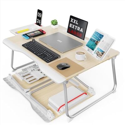 SAIJI Klappbarer Bett-Schreibtisch für Laptop, Essen, Frühstück, Schreiben, Gaming, extra groß, 65x49 cm, tragbarer Bodenständer, Laptop-Schreibtischtisch für Erwachsene, Tisch, Schoßschreibtisch SAIJI Klappbarer Bett-Schreibtisch für Laptop, Essen, Frühstück, Schreiben, Gaming, extra groß, 65x49 cm, tragbarer Bodenständer, Laptop-Schreibtischtisch für Erwachsene, Tisch, Schoßschreibtisch