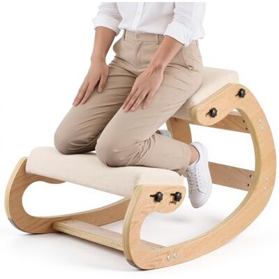 VEVOR Ergonomischer Kniehocker mit Dicken, Integrierten Schaumstoffpolstern & Massivholzrahmen, Höheneinstellbarer Kniestuhl zur Entlastung von Nacken und Rücken, Ideal für Zuhause, Büro, Beige VEVOR Ergonomischer Kniehocker mit Dicken, Integrierten Schaumstoffpolstern & Massivholzrahmen, Höheneinstellbarer Kniestuhl zur Entlastung von Nacken und Rücken, Ideal für Zuhause, Büro, Beige
