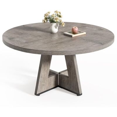 LITTLE TREE Runder Esstisch für 4–6 Personen, 119,9 cm Esszimmertisch mit Holzsockel, graue Esstische, runde Küchentische für Esszimmer, Küche, Wohnzimmer (nur Tisch) LITTLE TREE Runder Esstisch für 4–6 Personen, 119,9 cm Esszimmertisch mit Holzsockel, graue Esstische, runde Küchentische für Esszimmer, Küche, Wohnzimmer (nur Tisch)