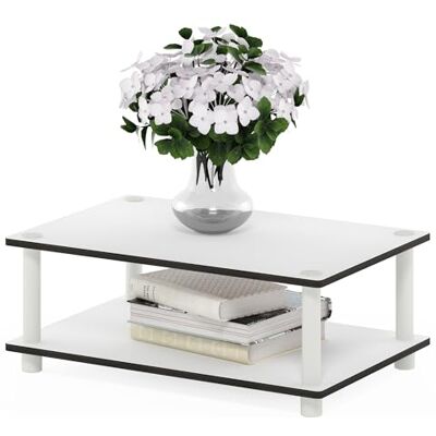 Furinno JUST Couchtisch, 2-stufiger Moderner Couchtisch Mit Offenem Regalboden, Beistelltisch Mit Werkzeugloser Montage, Für Wohnzimmer, Schlafzimmer, Homeoffice, Reinweiß Furinno JUST Couchtisch, 2-stufiger Moderner Couchtisch Mit Offenem Regalboden, Beistelltisch Mit Werkzeugloser Montage, Für Wohnzimmer, Schlafzimmer, Homeoffice, Reinweiß