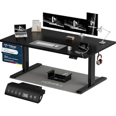 Homall Höhenverstellbarer Schreibtisch 140x70cm mit USB-A Ladeanschluss, Elektrischer Schreibtisch mit Kabel Management Tray, Standing Desk mit 3 Memory Funktion, Computertisch Schwarz Homall Höhenverstellbarer Schreibtisch 140x70cm mit USB-A Ladeanschluss, Elektrischer Schreibtisch mit Kabel Management Tray, Standing Desk mit 3 Memory Funktion, Computertisch Schwarz