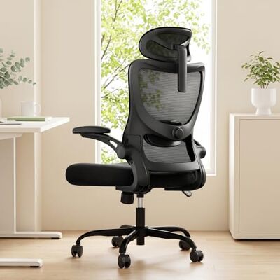 Marsail Bürostuhl Ergonomisch Schreibtischstuhl hat Verstellbarer Lordosenstütze Kopfstütze und Armlehne Höhenverstellung und Wippfunktion, Schwarz Marsail Bürostuhl Ergonomisch Schreibtischstuhl hat Verstellbarer Lordosenstütze Kopfstütze und Armlehne Höhenverstellung und Wippfunktion, Schwarz