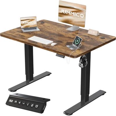 JUMMICO Höhenverstellbarer Schreibtisch mit USB-Ladeanschluss,Schreibtisch Höhenverstellbar Elektrisch 90 x 60 cm, Steh-Sitz Tisch Stehpult Verstellbarer Computertisch,Standing Desk,Braun JUMMICO Höhenverstellbarer Schreibtisch mit USB-Ladeanschluss,Schreibtisch Höhenverstellbar Elektrisch 90 x 60 cm, Steh-Sitz Tisch Stehpult Verstellbarer Computertisch,Standing Desk,Braun