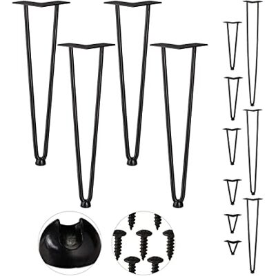 Relaxdays Hairpin Legs, 4er Set, 2 Streben, Metall, Haarnadel Tischbein für Hocker, Tisch & Schrank, 45 cm hoch, schwarz Relaxdays Hairpin Legs, 4er Set, 2 Streben, Metall, Haarnadel Tischbein für Hocker, Tisch & Schrank, 45 cm hoch, schwarz