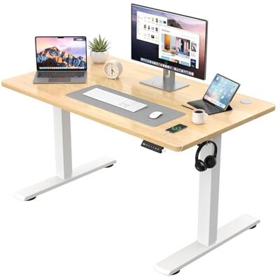 JUMMICO Elektrischer Höhenverstellbarer Schreibtisch Steh-Sitz Tisch mit Memory-Funktion & Kompletter Tischplatte, Computertisch für Büro & Zuhause 110 x 53 cm Beige JUMMICO Elektrischer Höhenverstellbarer Schreibtisch Steh-Sitz Tisch mit Memory-Funktion & Kompletter Tischplatte, Computertisch für Büro & Zuhause 110 x 53 cm Beige