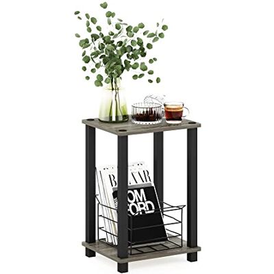 Furinno Schlichter Beistelltisch, 2-stöckiger Kleiner Beistelltisch mit offenem Regal, werkzeuglose Montage, Nachttisch, für Wohnzimme, Schlafzimmer, Französische Eiche Furinno Schlichter Beistelltisch, 2-stöckiger Kleiner Beistelltisch mit offenem Regal, werkzeuglose Montage, Nachttisch, für Wohnzimme, Schlafzimmer, Französische Eiche