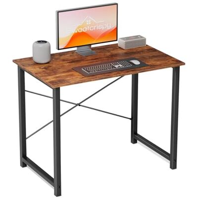 Sweetcrispy Schreibtisch, Kleiner Tisch 80 x 50 x 75.4cm (31in), Computertisch Metallgestell, Bürotisch für Arbeitszimmer, Schlafzimmer, Wohnzimmer, Study Table Desk, Braun Sweetcrispy Schreibtisch, Kleiner Tisch 80 x 50 x 75.4cm (31in), Computertisch Metallgestell, Bürotisch für Arbeitszimmer, Schlafzimmer, Wohnzimmer, Study Table Desk, Braun