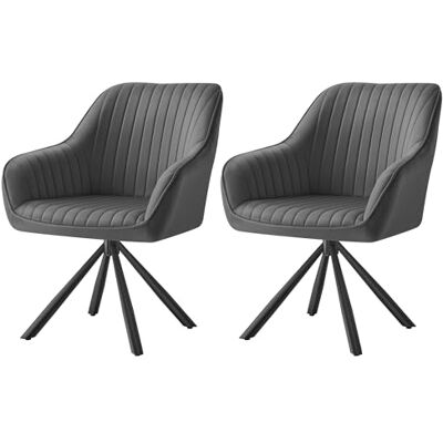 SONGMICS Esszimmerstuhl 2er Set, Küchenstuhl, Sessel drehbar, Samt, Polsterstuhl mit Armlehnen, bis 120 kg belastbar, Stahlbeine, für Esszimmer Küche, grau-tintenschwarz KDC161G12V1 SONGMICS Esszimmerstuhl 2er Set, Küchenstuhl, Sessel drehbar, Samt, Polsterstuhl mit Armlehnen, bis 120 kg belastbar, Stahlbeine, für Esszimmer Küche, grau-tintenschwarz KDC161G12V1