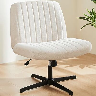 Sweetcrispy Bürostuhl Ohne Armlehnen, Schreibtischstuhl mit Stoffbezug, Lesesessel mit Breiterem Polster zum Sitzen im Schneidersitz Stuhl, Höhenverstellbar, 360° Drehstuhl für Haus, Beige Sweetcrispy Bürostuhl Ohne Armlehnen, Schreibtischstuhl mit Stoffbezug, Lesesessel mit Breiterem Polster zum Sitzen im Schneidersitz Stuhl, Höhenverstellbar, 360° Drehstuhl für Haus, Beige