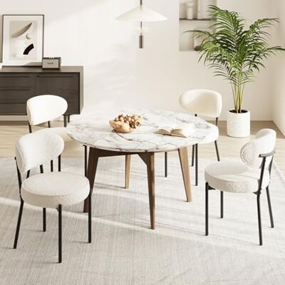 COLAMY Esszimmerstühle 4er Set mit 10 cm Sitzpolster – Moderne Polsterstühle aus kuscheligem Teddy-Stoff, mit robustem Metallgestell – Für Küche & Wohnbereich, Weiß COLAMY Esszimmerstühle 4er Set mit 10 cm Sitzpolster – Moderne Polsterstühle aus kuscheligem Teddy-Stoff, mit robustem Metallgestell – Für Küche & Wohnbereich, Weiß