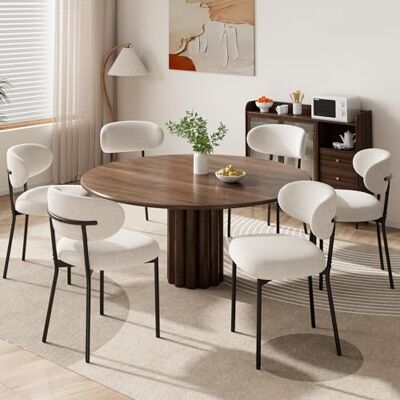 MALOL 6er Set gepolsterte Esszimmerstühle – Moderner Stoff, Gebogene Rückenlehne, gepolsterter Sitz, stabile Metallbeine – Design-Stühle für Küche, Esszimmer, Wohnzimmer –Beige MALOL 6er Set gepolsterte Esszimmerstühle – Moderner Stoff, Gebogene Rückenlehne, gepolsterter Sitz, stabile Metallbeine – Design-Stühle für Küche, Esszimmer, Wohnzimmer –Beige