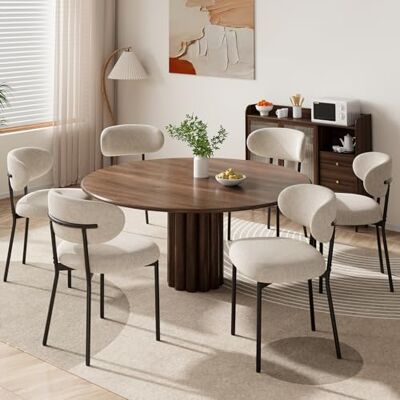 MALOL 6er Set gepolsterte Esszimmerstühle – Moderner Stoff, Gebogene Rückenlehne, gepolsterter Sitz, stabile Metallbeine – Design-Stühle für Küche, Esszimmer, Wohnzimmer – Kamel MALOL 6er Set gepolsterte Esszimmerstühle – Moderner Stoff, Gebogene Rückenlehne, gepolsterter Sitz, stabile Metallbeine – Design-Stühle für Küche, Esszimmer, Wohnzimmer – Kamel