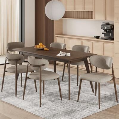 COLAMY Küchenstuhl Esszimmerstühle 6er Set, Moderne Polsterstuhl Essstühle mit Fester Rückenlehne, Stoff Esszimmerstühl mit Metallbeinen für Esszimmer, Küche, Restaurant, Kamel COLAMY Küchenstuhl Esszimmerstühle 6er Set, Moderne Polsterstuhl Essstühle mit Fester Rückenlehne, Stoff Esszimmerstühl mit Metallbeinen für Esszimmer, Küche, Restaurant, Kamel
