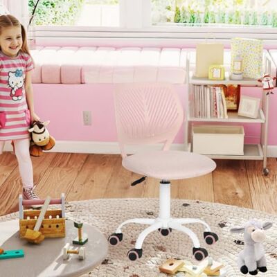 FurnitureR Kinder Schreibtischstuhl, höhenverstellbarer Drehstuhl mit kleinem Loch Rückenlehne Design, geeignet für Kinderzimmer oder Arbeitszimmer, Molandi Pink FurnitureR Kinder Schreibtischstuhl, höhenverstellbarer Drehstuhl mit kleinem Loch Rückenlehne Design, geeignet für Kinderzimmer oder Arbeitszimmer, Molandi Pink