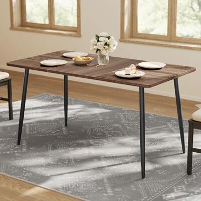 VASAGLE Esstisch für 4-6 Personen, Esszimmertisch, Küchentisch im Landhausstil, hitzebeständige Tischplatte, schneller Aufbau, 75 x 140 x 75 cm, naturwalnussfarben-tintenschwarz KDT100KE02 VASAGLE Esstisch für 4-6 Personen, Esszimmertisch, Küchentisch im Landhausstil, hitzebeständige Tischplatte, schneller Aufbau, 75 x 140 x 75 cm, naturwalnussfarben-tintenschwarz KDT100KE02