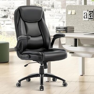COLAMY Ergonomischer Bürostuhl, Office Bürostuhl Ergonomisch, 360° Drehung Chefsessel Schreibtischstuhl mit Hochklappbaren Armlehnen, Verstellbarer Rückenlehne, Höhe & Kippspannung, Schwarz COLAMY Ergonomischer Bürostuhl, Office Bürostuhl Ergonomisch, 360° Drehung Chefsessel Schreibtischstuhl mit Hochklappbaren Armlehnen, Verstellbarer Rückenlehne, Höhe & Kippspannung, Schwarz