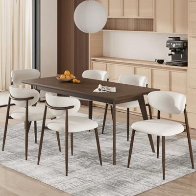COLAMY Küchenstuhl Esszimmerstühle 6er Set, Moderne Polsterstuhl Essstühle mit Fester Rückenlehne, Stoff Esszimmerstühl mit Metallbeinen für Esszimmer, Küche, Restaurant, Beige COLAMY Küchenstuhl Esszimmerstühle 6er Set, Moderne Polsterstuhl Essstühle mit Fester Rückenlehne, Stoff Esszimmerstühl mit Metallbeinen für Esszimmer, Küche, Restaurant, Beige