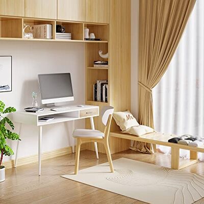 WOLTU Schreibtisch mit Schublade & Ablagefach Weiß Computertisch für Homeoffice/Studium/Schlafzimmer 110x50x75 cm Holzplatte & Stahlgestell WOLTU Schreibtisch mit Schublade & Ablagefach Weiß Computertisch für Homeoffice/Studium/Schlafzimmer 110x50x75 cm Holzplatte & Stahlgestell